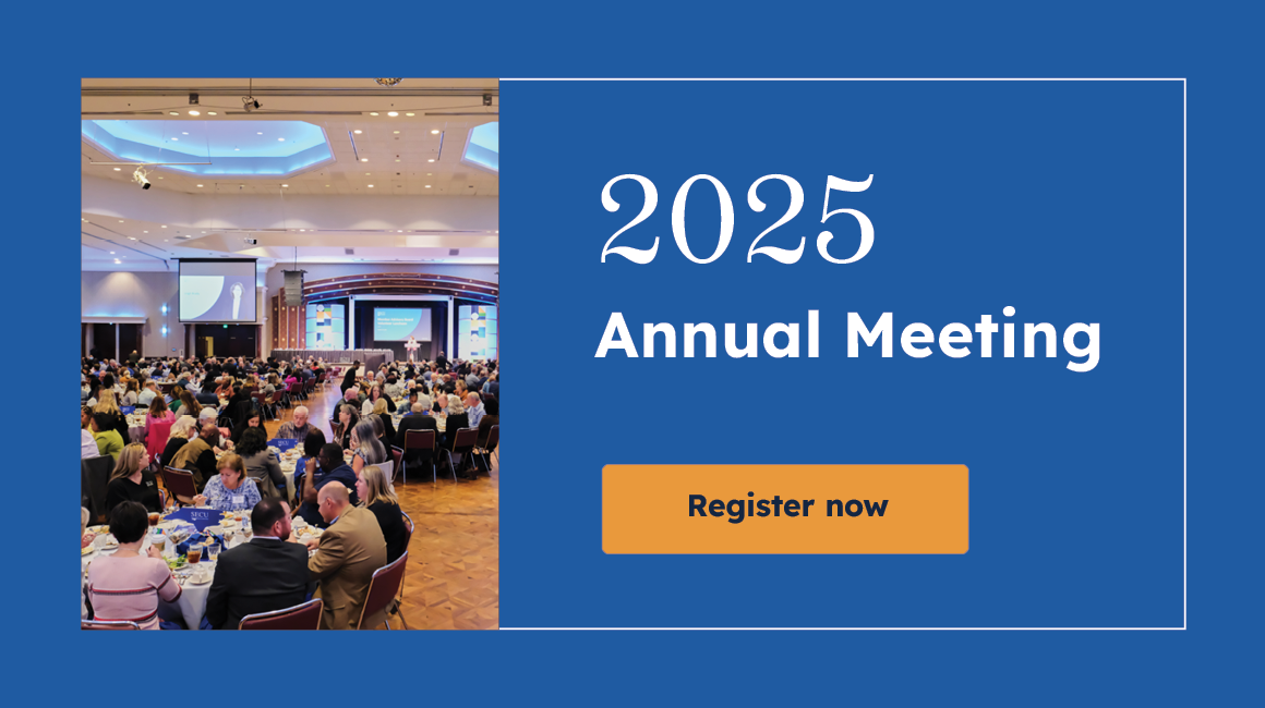 2025 Annual Meeting title with Register now button
